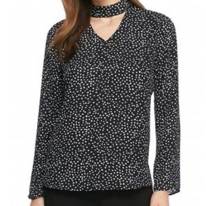THE LIMITED Plus Size Choker Neck Blouse Polka Dot
